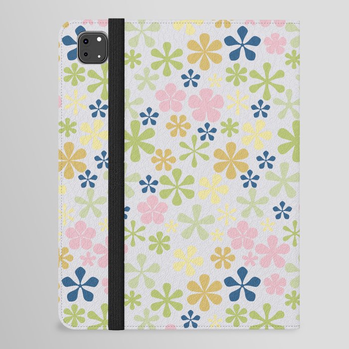 muted pastel pink yellow green eclectic daisy print ditsy florets iPad Folio Case