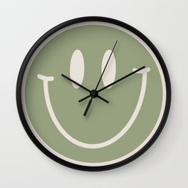 Sage Green Smiley Face Wall Clock