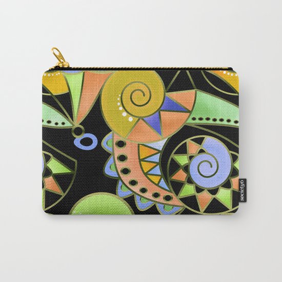 Abstract black green , colorful ornament . Carry-All Pouch