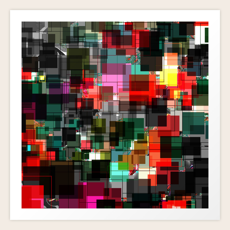 Red Black Green Square Overlay Pattern Design Art Print By Artaddiction45 Society6