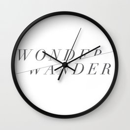 Wonder/Wander - White Wall Clock