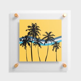 Yellow Retro Minimalistic Vintage Palm Tree Design  Floating Acrylic Print