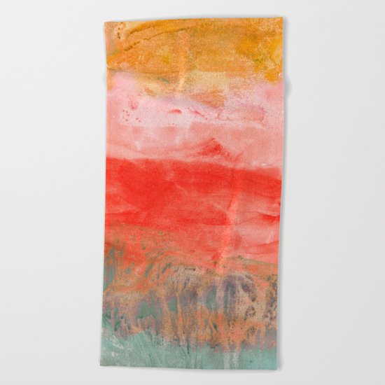 coral horizon Beach Towel