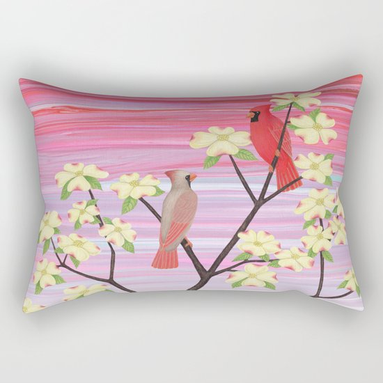 cardinals and dogwood blossoms Rectangular Pillow