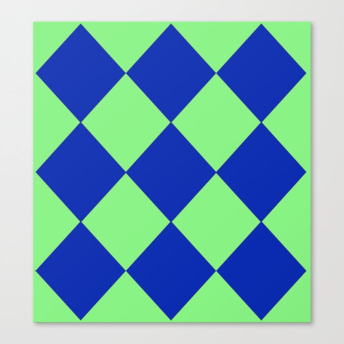 DIAMOND PATTERN blue and green deco Canvas Print