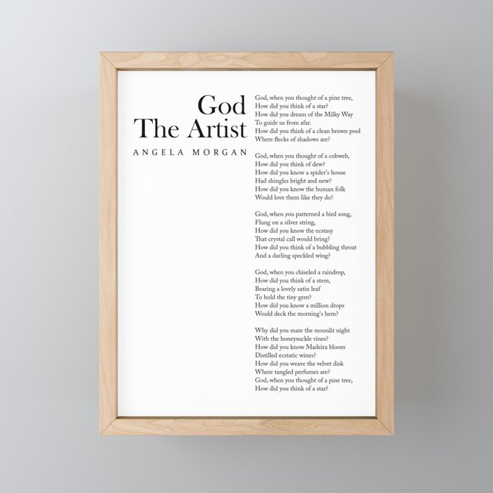 God The Artist - Angela Morgan Poem - Literature - Typography Print 1 Framed Mini Art Print