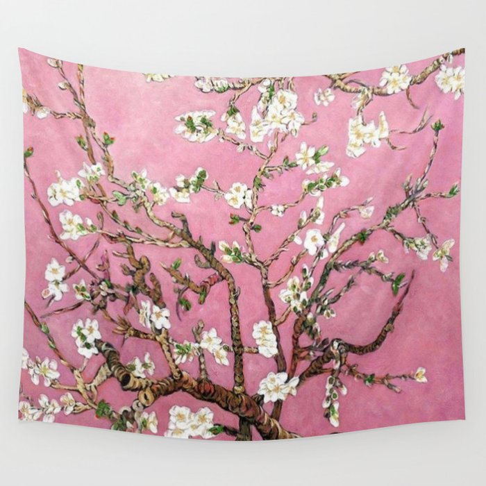 Vincent van Gogh Blossoming Almond Tree Almond Blossoms Pink Sky Wall Tapestry by Atlantic Coast Arts and Paintings Society6