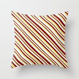 [ Thumbnail: Maroon, Tan, and Mint Cream Colored Stripes Pattern Throw Pillow ]
