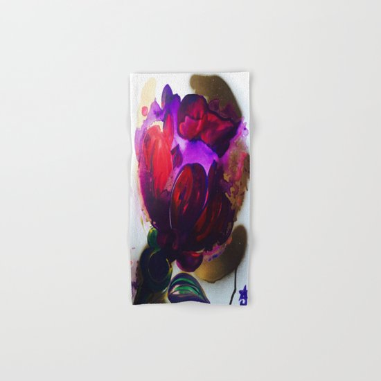 Purple and Gold Poppies Maybe? Hand & Bath Towel