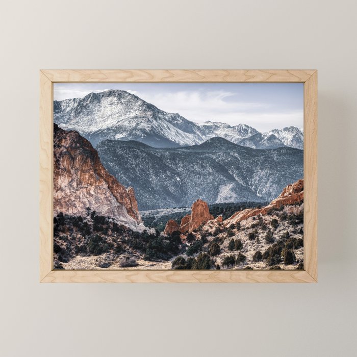 Garden of the Gods and Pikes Peak Mountain Landscape Framed Mini Art