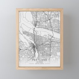 Portland Oregon city map Framed Mini Art Print