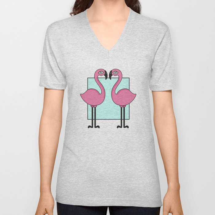 Flamingo's love V Neck T Shirt