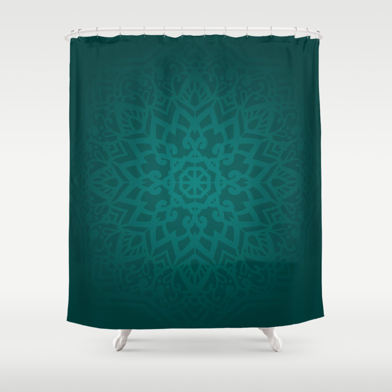 Abstract Mandala Flower Decoration 6 Jade Color Shower Curtain By Pixaroma Society6