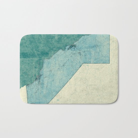 California State Map Blue Vintage Bath Mat