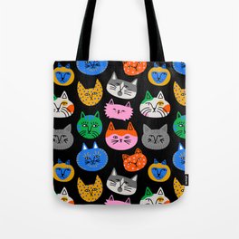 Funny colorful cat cartoon pattern Tote Bag