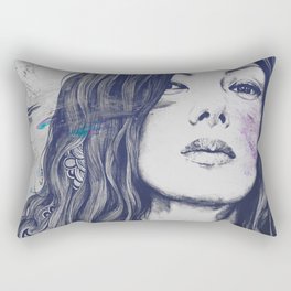 untitled #91020 blue | zentangle japanese woman portrait Rectangular Pillow