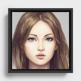 Beautiful Creative Portrait Girl Character Digital Painting Anime Game Essential by Dream Studio Framed Canvas