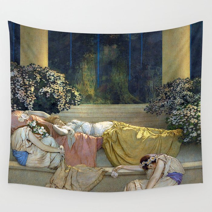 Maxfield Parrish Sleeping Beauty in the Woods Wall Tapestry