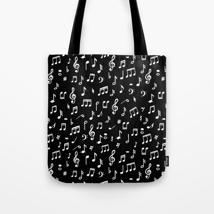 Music notes in black background Tote Bag