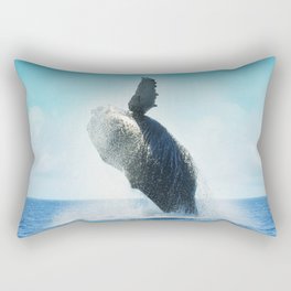 Mexico Photography - Big Whale Jumping Up From The Water Rectangular Pillow