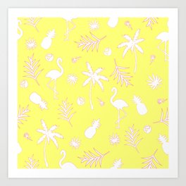 Tropical  pattern in yellow  Art Print