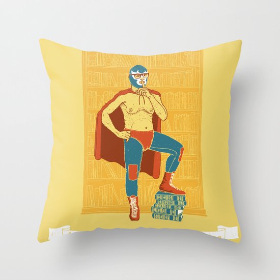 Lucha Library Throw Pillow