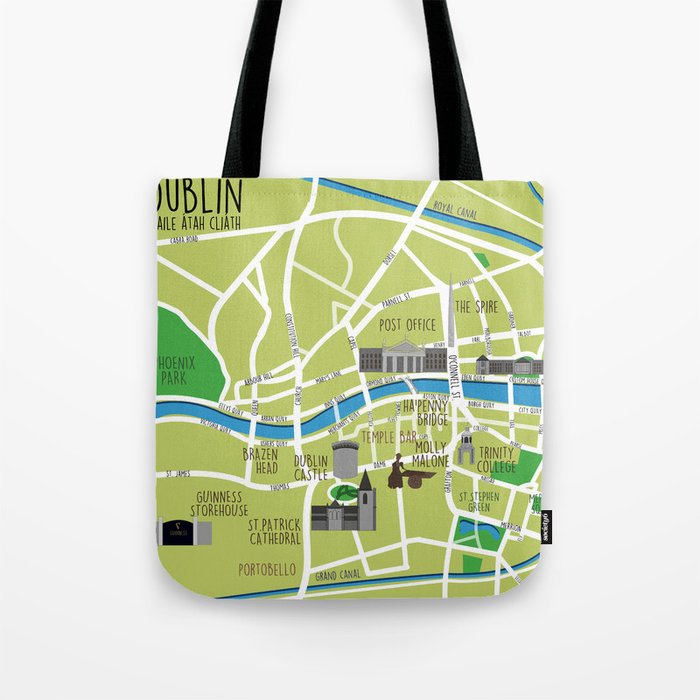 Dublin map illustrated Tote Bag