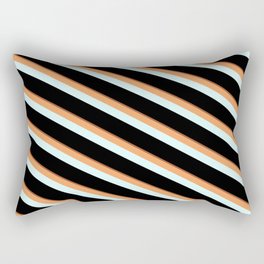 [ Thumbnail: Sienna, Brown, Light Cyan, and Black Colored Striped/Lined Pattern Rectangular Pillow ]