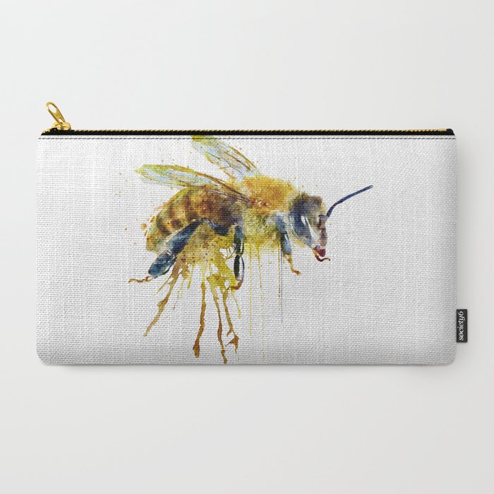 Watercolor Honey Bee Carry-All Pouch
