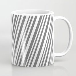 [ Thumbnail: Dim Gray & White Colored Lines/Stripes Pattern Coffee Mug ]
