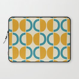 Mid Century Modern Half Circle Pattern 527 Beige Yellow and Turquoise Laptop Sleeve