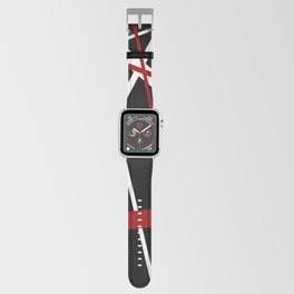Seamless Red and White Stripes on A Black Background Apple Watch Band
