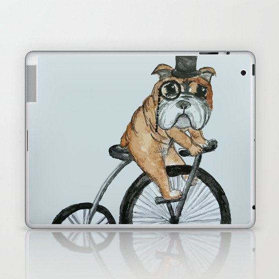 English Bulldog Riding a Penny-farthing Laptop & iPad Skin