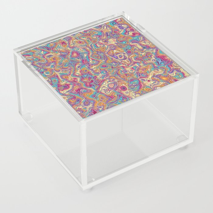 Trippy Colorful Squiggles 3 Acrylic Box