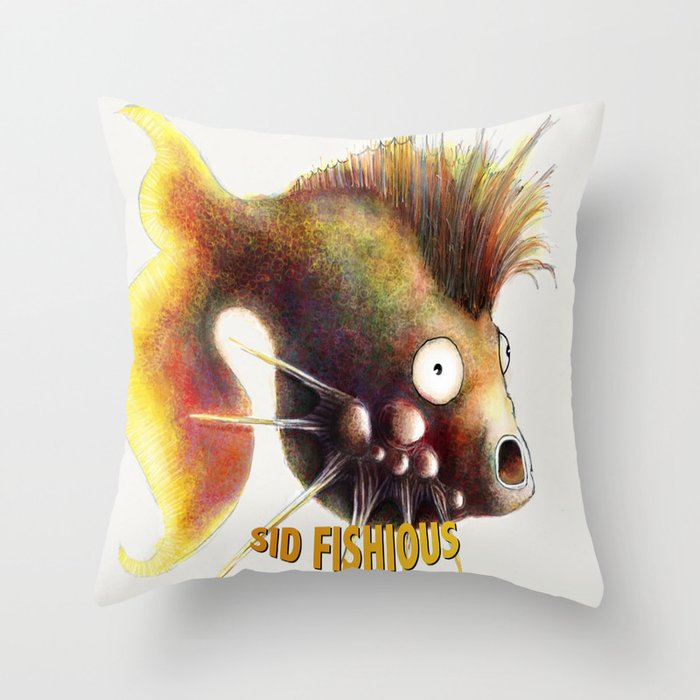 Sid Fishious with name Throw Pillow