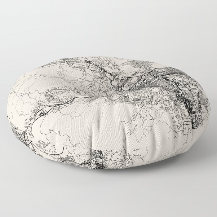 RENO, USA - Black and White City Map. United States of America Floor Pillow