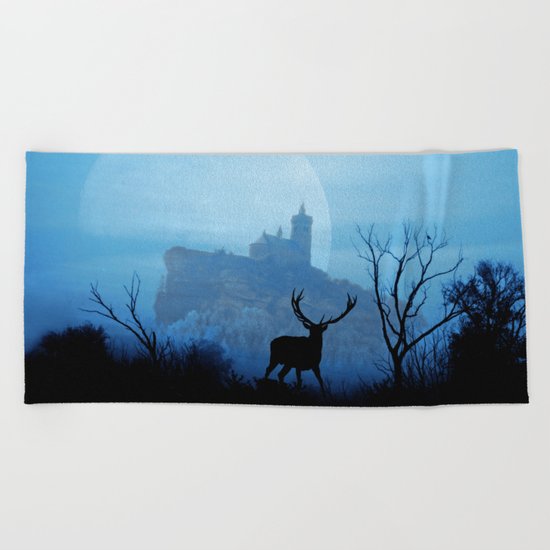 Stag moon Beach Towel