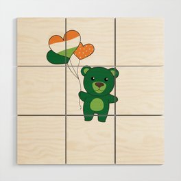 Bear With Ireland Balloons Cute Animals Happiness Wood Wall Art