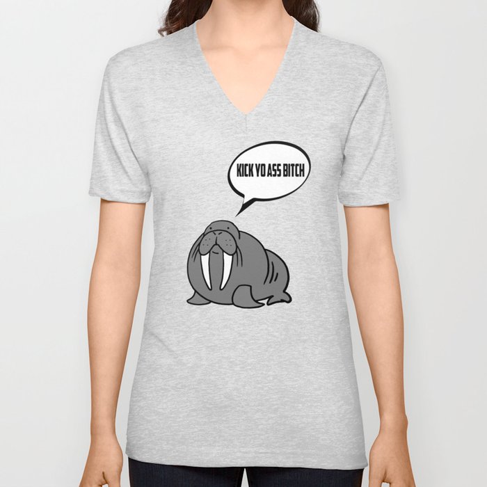 Angry Walrus V Neck T Shirt