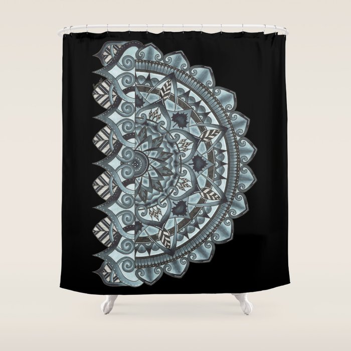 Half Geo Circle Grey Black Background Shower Curtain By Samuelj Half Geo Circle Grey Black Background Shower Curtain