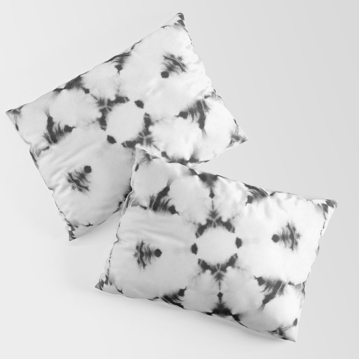 Black and white spots shibori tie dye Pillow Sham