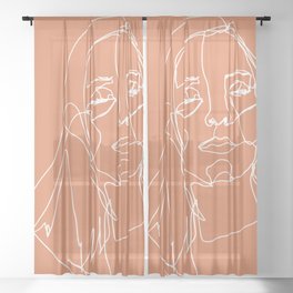 LINE ART FEMALE PORTRAITS III-III-VIII Sheer Curtain