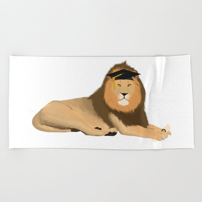 Lion Graduation Beach Towel