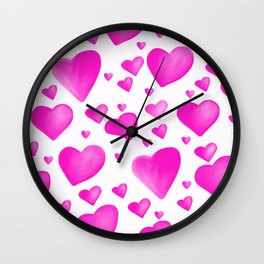 Pink Hearts Wall Clock