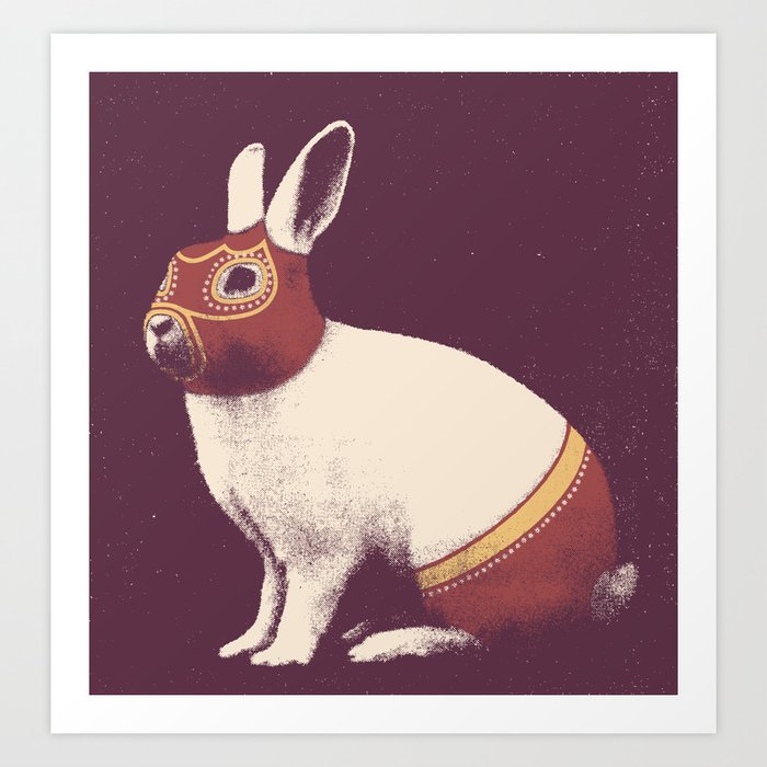 Lapin Catcheur (Rabbit Wrestler) Art Print
