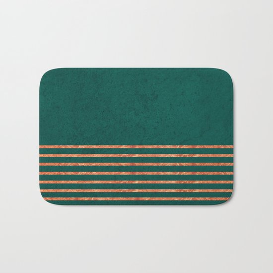 EMERALD COPPER GOLD BRASS STRIPES Bath Mat