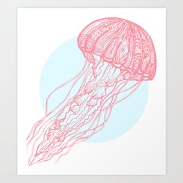 Red Jellyfish Art Print
