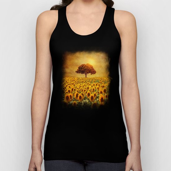 lone tree & sunflowers field (II) Unisex Tank Top