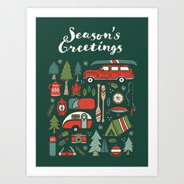Seasons Greetings - Camping Christmas Art Print