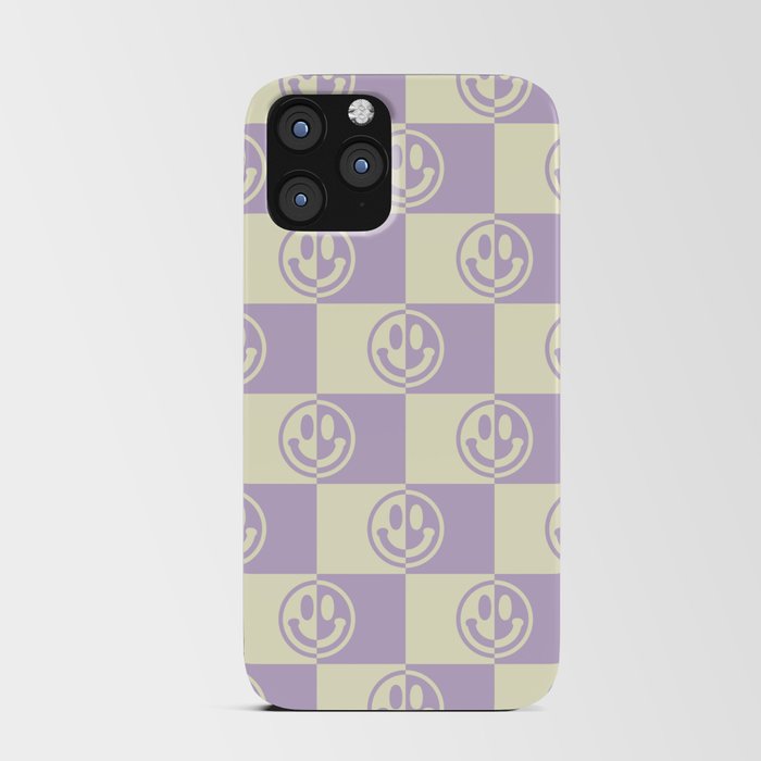 Smiley Faces On Checkerboard (Yellow Beige & Lilac)  iPhone Card Case